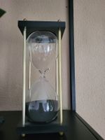 Sanduhr schwarz goldfarben Holz Glas guter Zustand