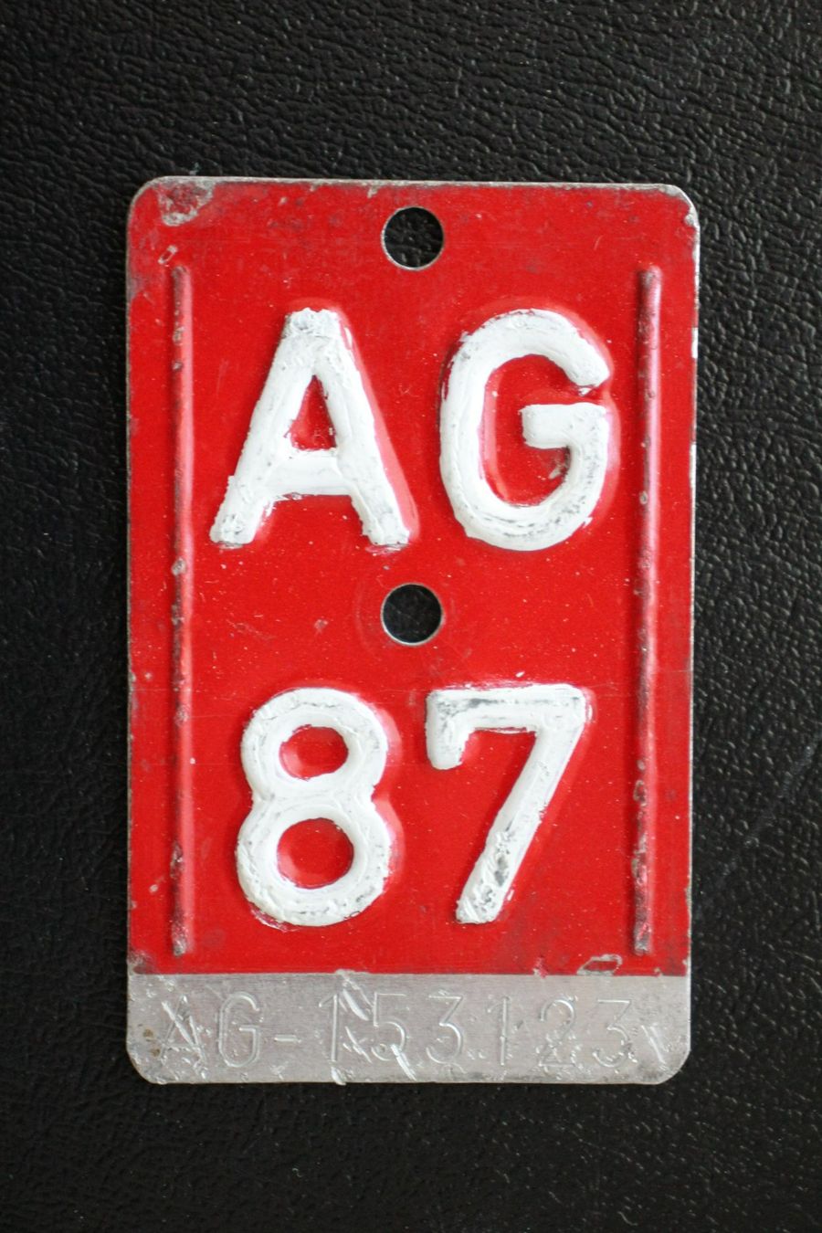 Schilder: Velonummer AG 87 ( Jahrgangsgeschenk ) – Gebraucht aus Wiedlisbach von han_n6ff