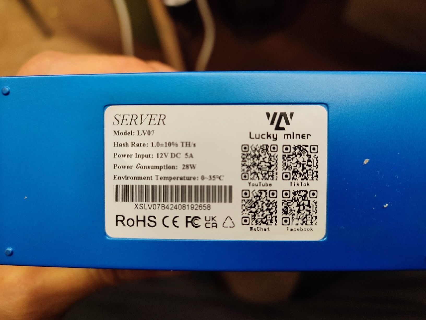 Bitcoin miner Lucky miner LV07 (Gebraucht) in Schwanden-Brienz für CHF 80 –  mit Lieferung auf Ricardo kaufen