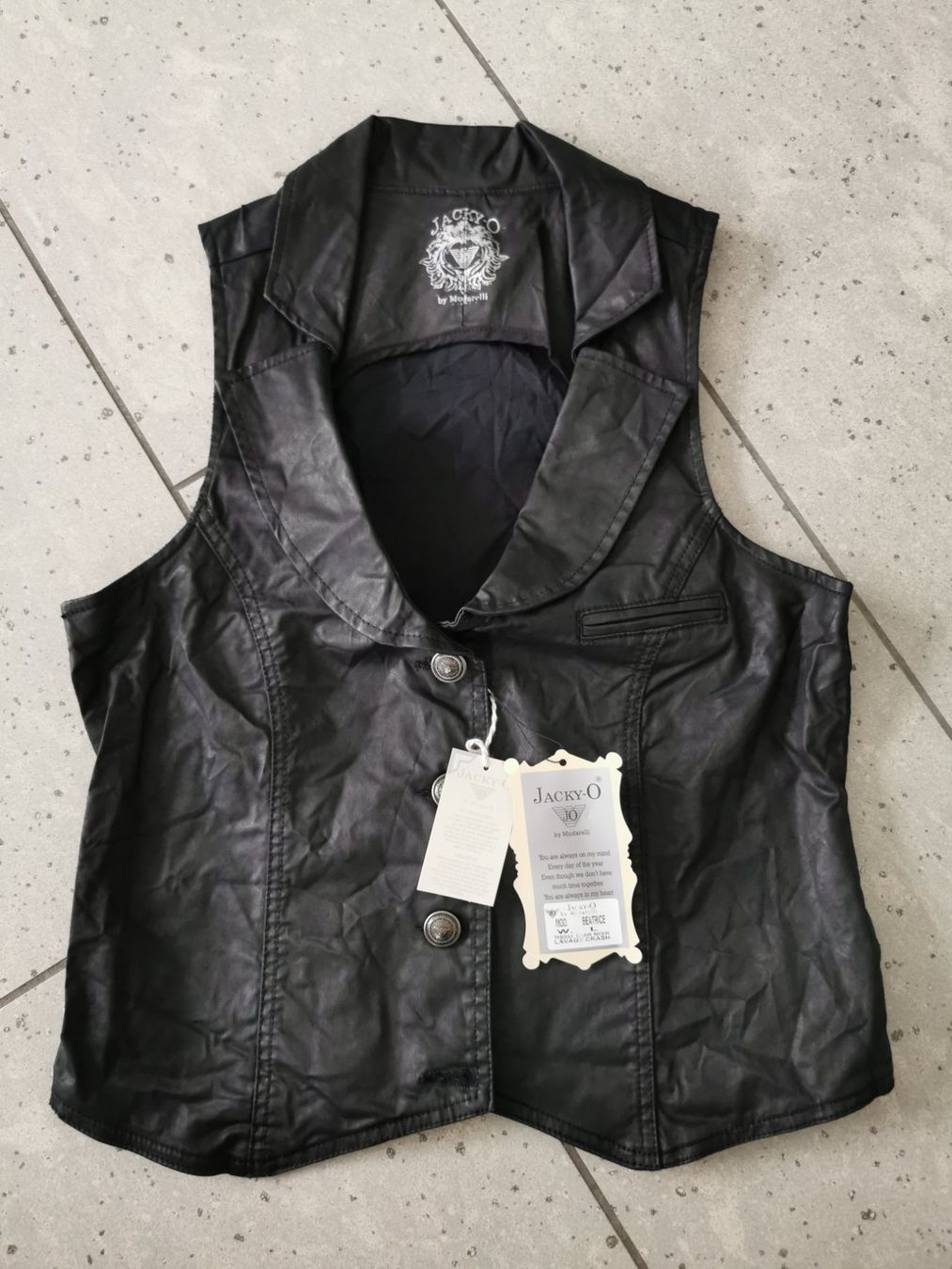 Top: Schwarze Weste, Gr. L, Jacky-O – Nuovo e nell'imballaggio originale da Malters venduto da Wahni81