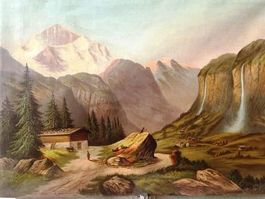Antikes Landschaftsgemälde um 1860 – Öl auf Leinwand