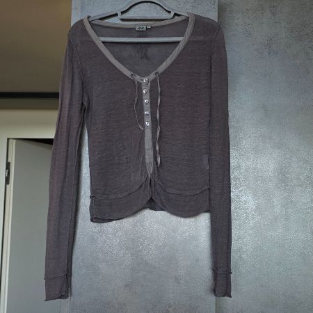 🐸 NILE LEINEN CARDIGAN STRICKJACKE S TAUPE