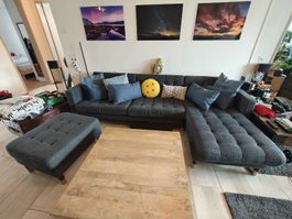 Landskrona Sofa mit Hocker anthrazit gebrauchter Zustand