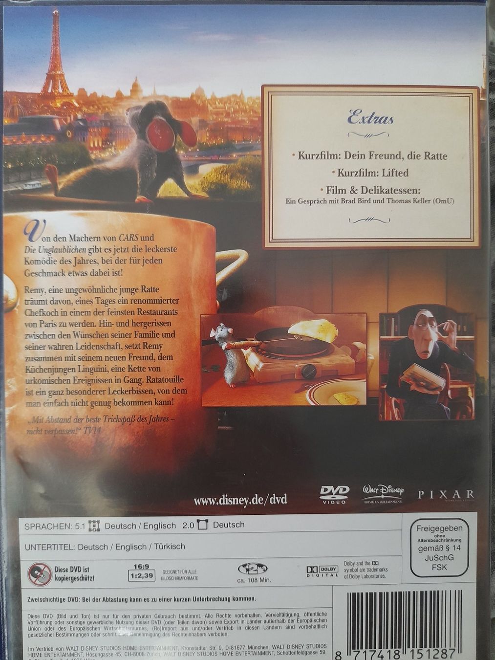 Tutti i DVDs: DVD Ratatouille, Disney – Usato da Eiken venduto da Lashar 1