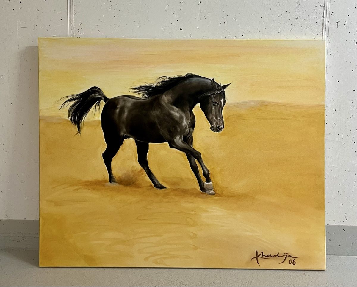 Tableaux: Gemälde schwarzes Pferd Wüste signiert 2006 – Neuf (Voir description) à Fehraltorf par Flavia_sells 1