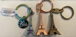 3 Paris Souvenir Eiffelturm Schlüsselanhänger, Neuwertig
