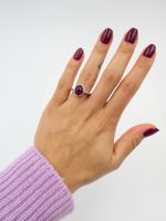 ROTER TURMALIN RING MIT DIAMANTEN IN 750 WEISSGOLD