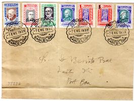 SPANIEN MISCHFRANKATUR GESTEMPELT BARCELONA 1939 - JJ226