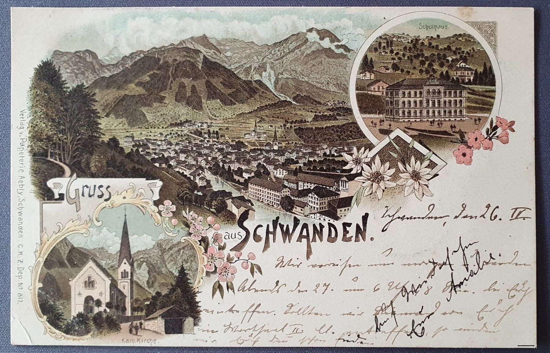 Ansichtskarten: Gruss aus Schwanden 1898 – Gebraucht aus Kreuzlingen von Rschweiz1