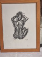 Schöne Kohlezeichnung, Akt-Motiv, gerahmt, D.B. 93