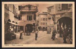 AK Lugano, Piazza commercia, 1913