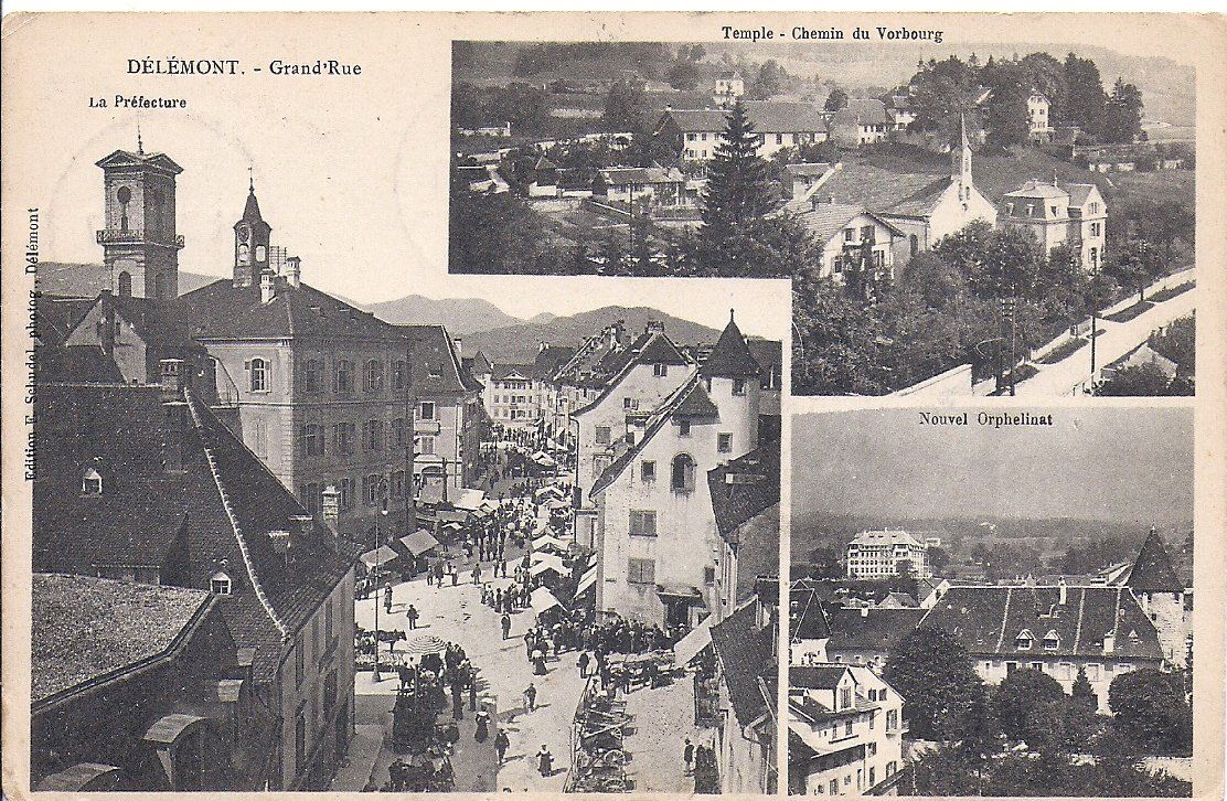 Cartoline postali: DELEMONT, en 3 vues – Usato da Les Verrières venduto da Scampi0