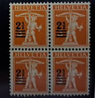 Briefmarke 4er Block Tell-Junge 2 1/2 Helvetia selten