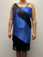 Blaues Kleid mit Fransen und Pailletten Gr. M/L