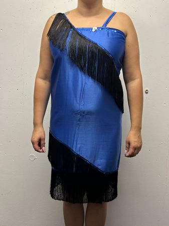 Blaues Kleid mit Fransen und Pailletten Gr. M/L
