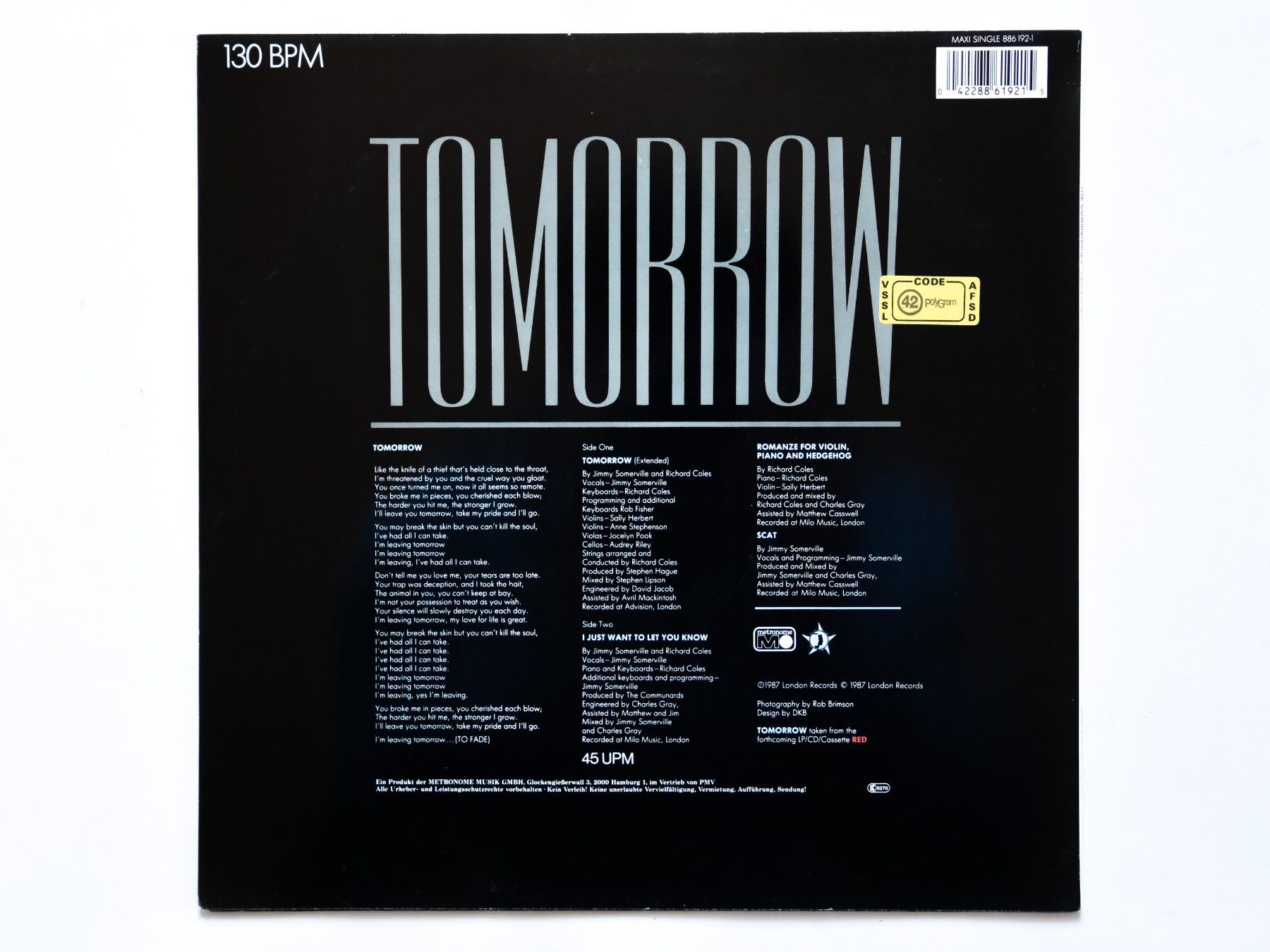 Dischi in vinile: The Communards - Tomorrow (Maxi Single) – Usato da Belmont-sur-Yverdon venduto da ag97 1
