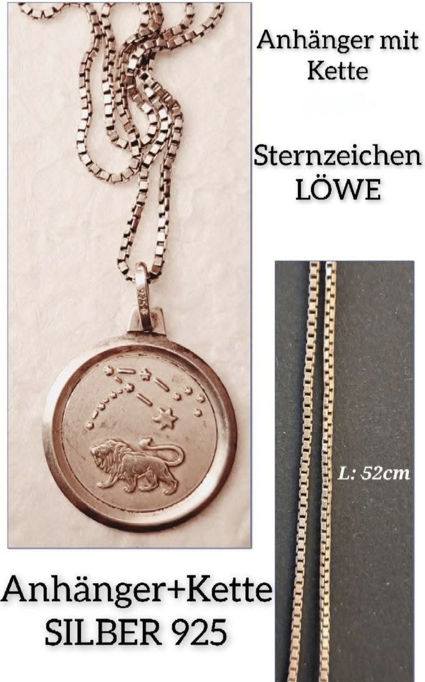 Catenine: SILBER Kette+Anhänger/ 925, Sternzeichen Löwe – Usato da Burgdorf venduto da Mikado019