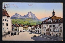 Schwyz Rathaus mit Mythen 1918