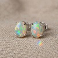 925 SOLID STERLING SILVER ETHIOPIAN OPAL STUD EARRING