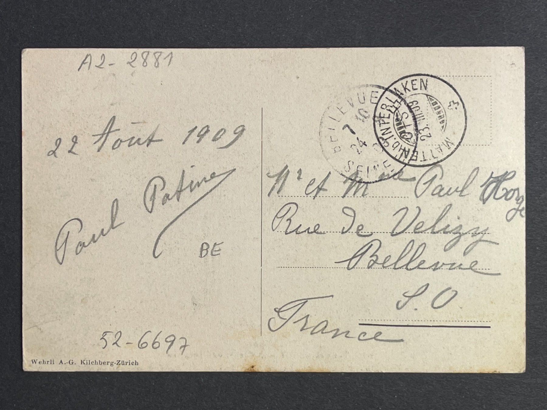 Cartoline postali: Beatenberg, Eiger - Mönch und Jungfrau - 1909 – Usato da Steg VS venduto da _vinci_ 1