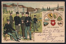 AK St. Gallen, bewaffnete Soldaten, 1899