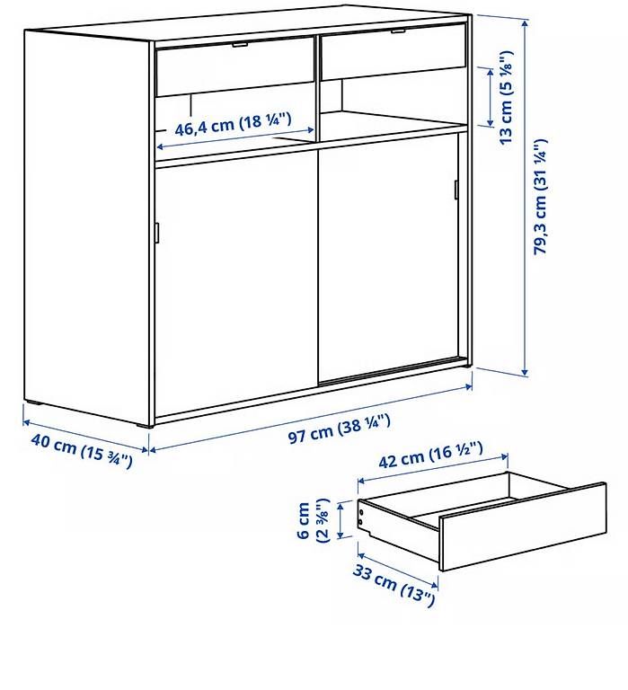 Ikea Cassettiere: IKEA SPIKSMED Sideboard, hellgrau, 97x40x79 cm – Nuovo (secondo la descrizione) da Mülligen venduto da BarbaraSzanto 1