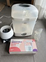 Chicco Sterilizer, MAM Bottle Warmer, Nuliie bags,Haaka pump