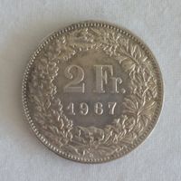 Silbergeld Fr. 2.- Münze Schweiz 1967