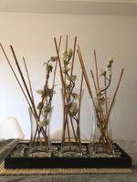 Dekorative 3 Vasen-Set mit Holztablett