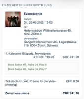 Evanescence Konzert 29.9.26 1-2 Tickets