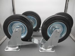 4x Räder, Lenkrollen, Containerräder, Vollgummirad