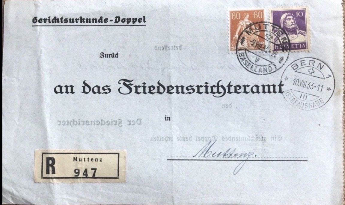 Tutti i francobolli: Seltene Gerichts-Doppelurkunde mit Stempel Bern 1933 – Usato da birsfelden venduto da tim0444