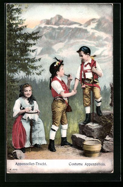 Cartoline postali: AK Schweizer Kinder in Appenzellertracht – Usato da Berlin venduto da bartko-reher