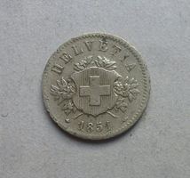 ++ 20 Rappen 1851, sehr selten, gute Erhaltung