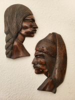 2 Holzschnitzereien afrikanische Kunst Wanddeko / Portraits
