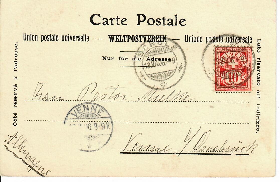 Ansichtskarten: Schuls 1906 – Gebraucht aus Hochdorf von Ziegel-16 1