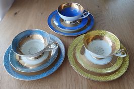 Bavaria Tirchenreuth Germany, Sammeltassen,3er Set,Golddekor