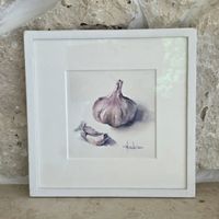 Aquarell Knoblauch motiv gerahmt klein