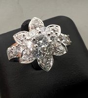 Traumring - Stern Blume - Fianit Edelsteine - 54,5 - Silber