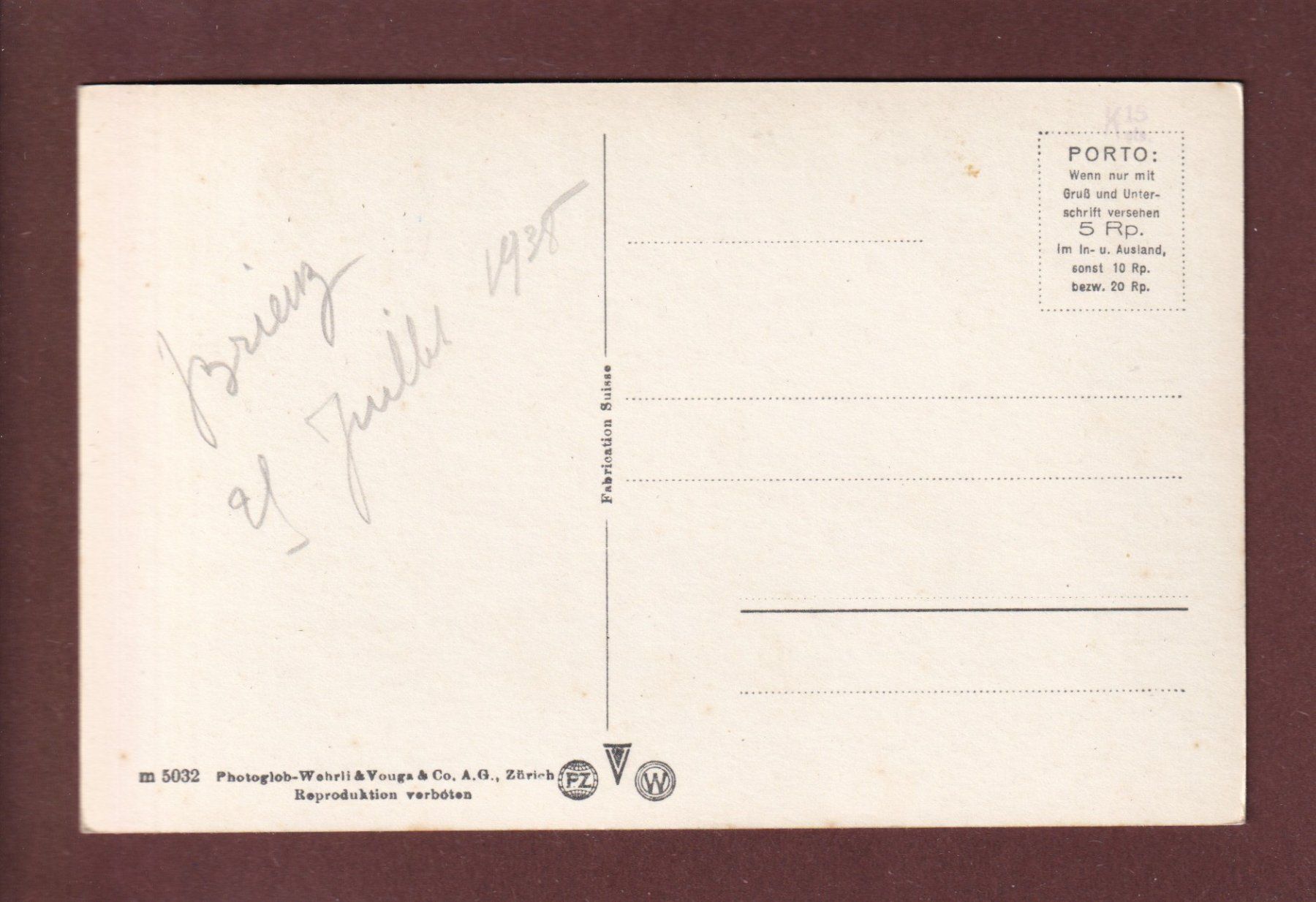 Cartoline postali: WENGEN - Jungfrau - Breithorn – Usato da Pully venduto da nicecards 1