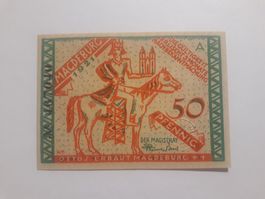NOTGELD - 50 Pfennig Magdeburg 1921 ungefaltet