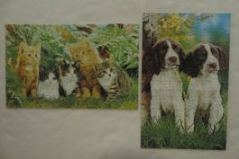 2 Ravensburger Puzzle Hunde/Katzen 2 x 126 Teile