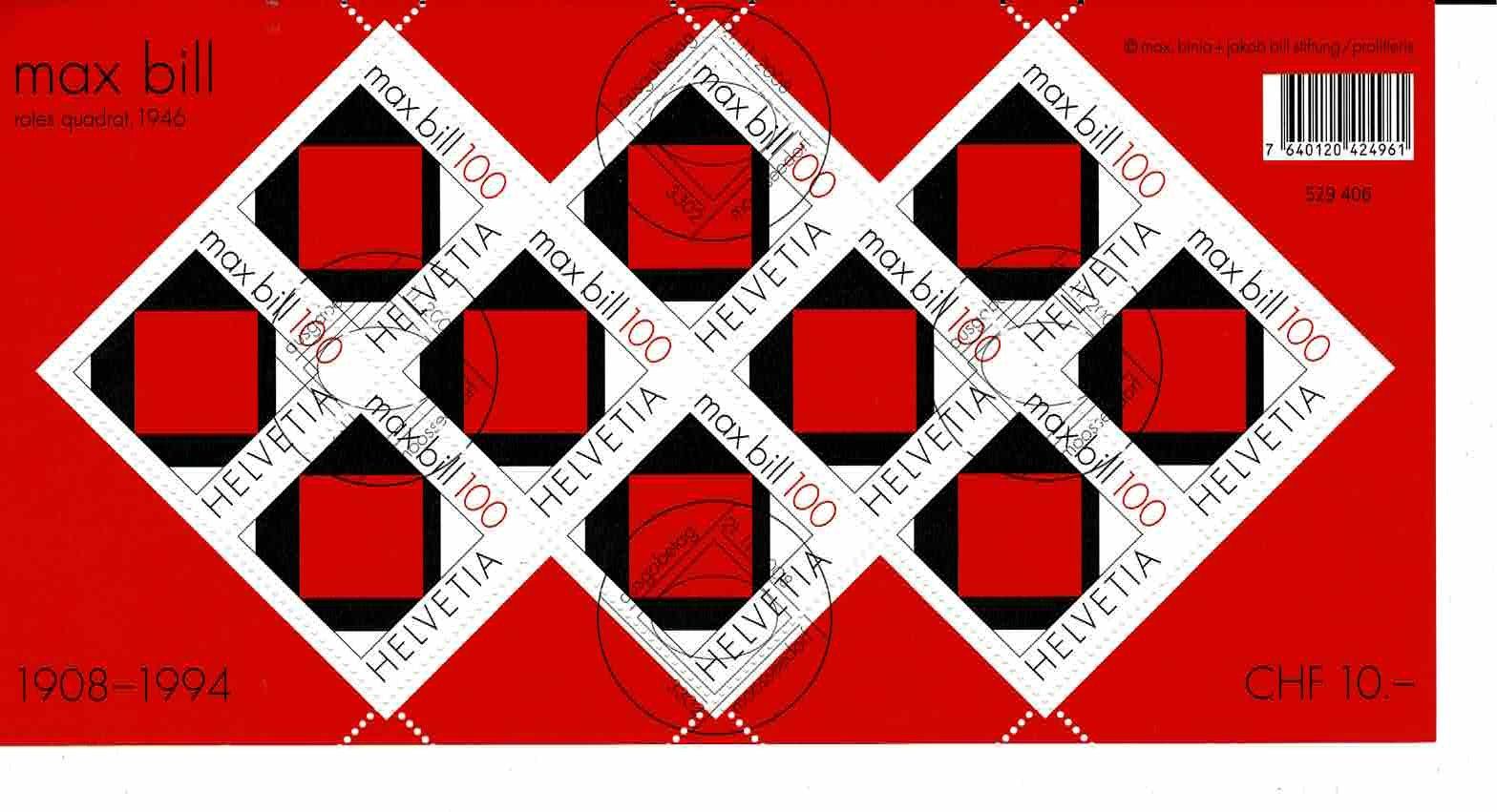 Alle Briefmarken: Max Bill  1 KB  ET  1er jour – Gebraucht aus Lausanne von Whorvath