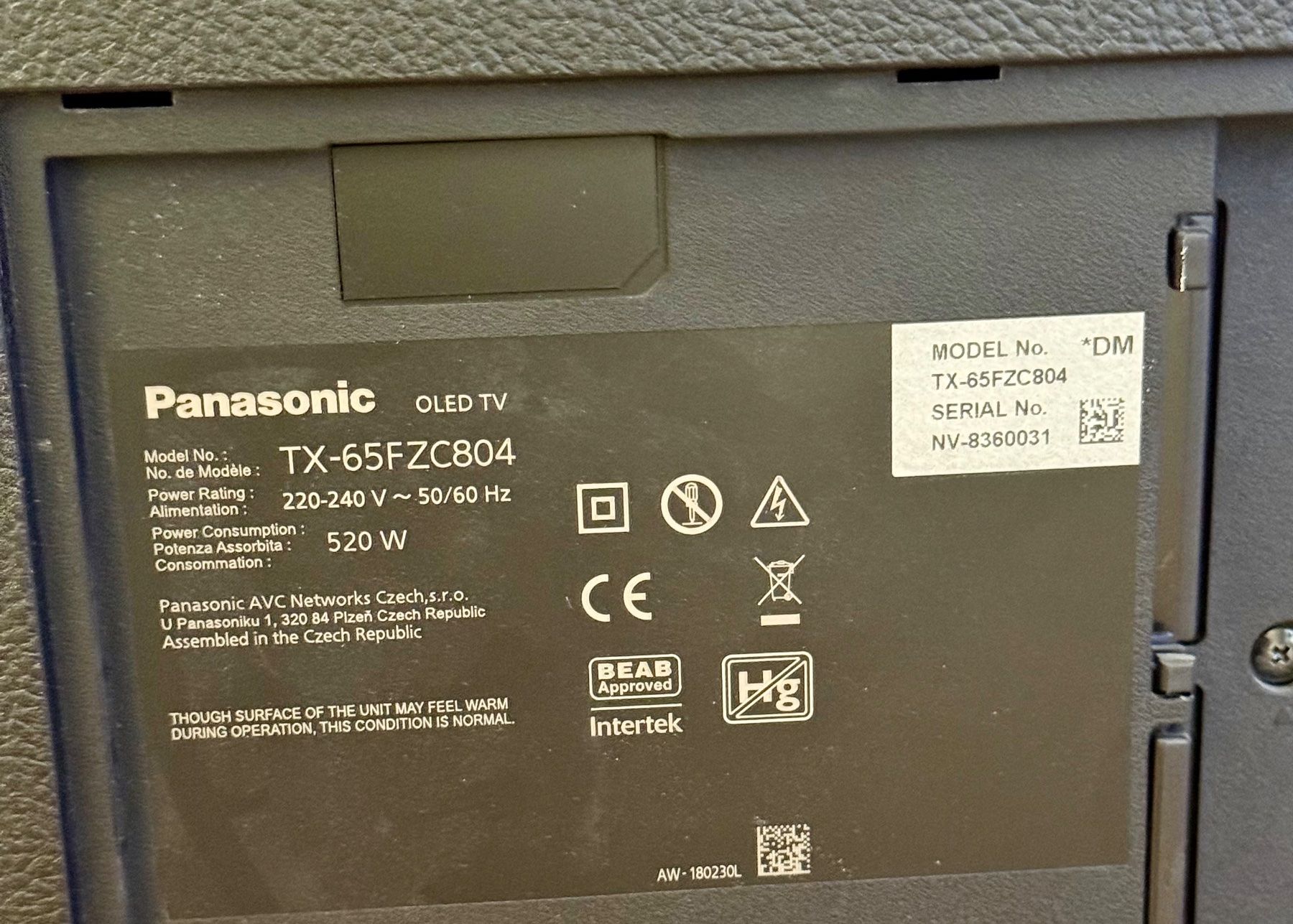 Panasonic Appareils TV: Panasonic TX-65FZC804 4K OLED TV – D'occasion à Bülach par Naeshli 2