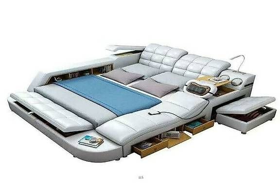 Letti: Multifunctional Double Bed with Leather Upholstery & Massa – Usato da Zug venduto da jvmoebel-schweiz 4