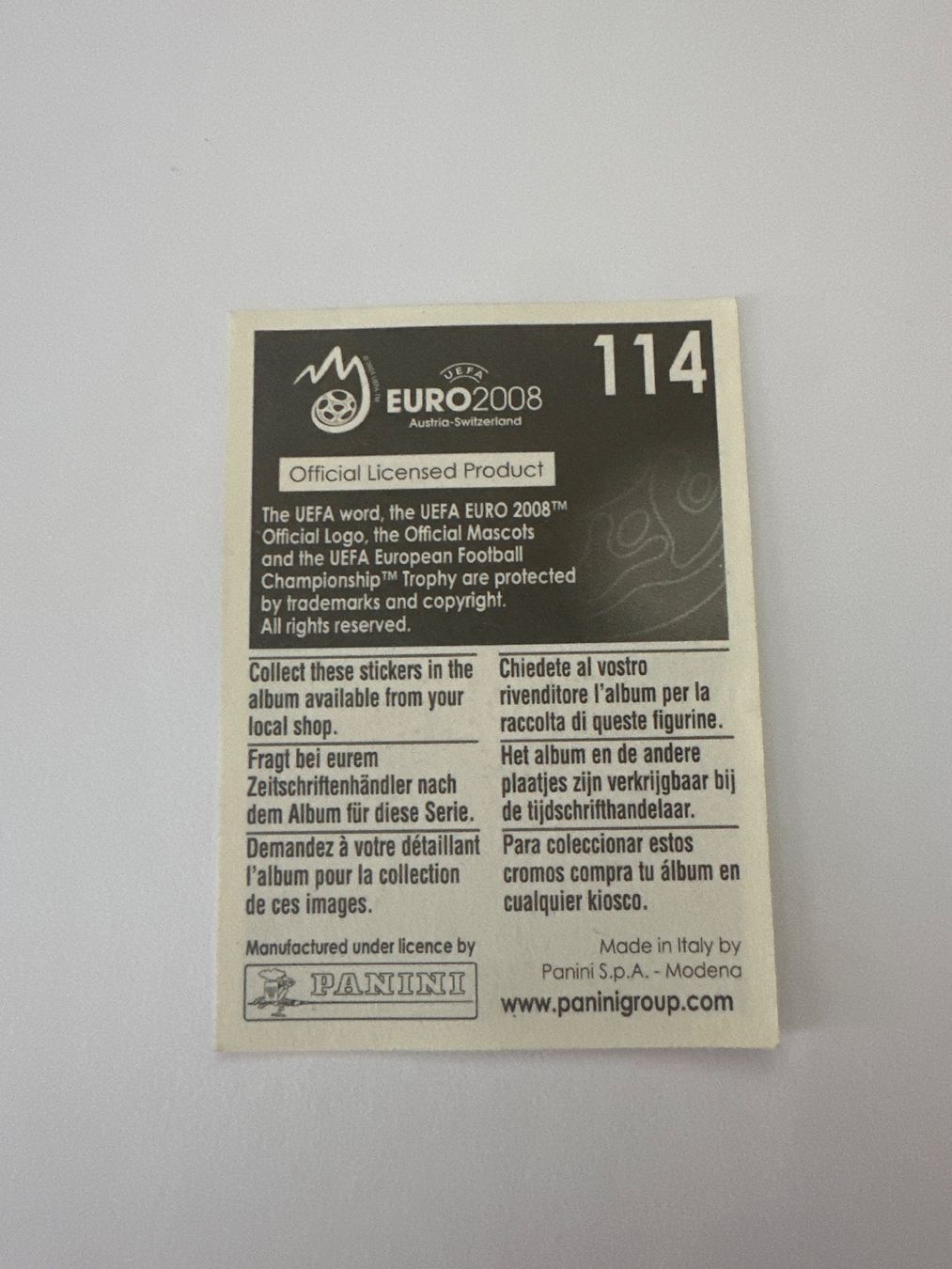 Panini Cartes à collectionner: Panini UEFA EM 2008 Sticker - Nr. 114 – D'occasion à Sulz AG par DealWerk 1