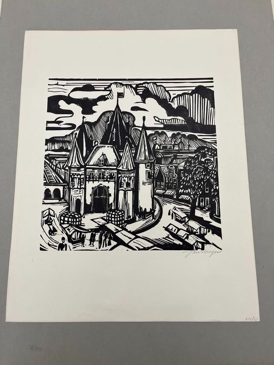 Xilografie: JAN WIEGERS HOLZSCHNITT SIGNIERT – Usato da Gersau venduto da grafik-kunst 1