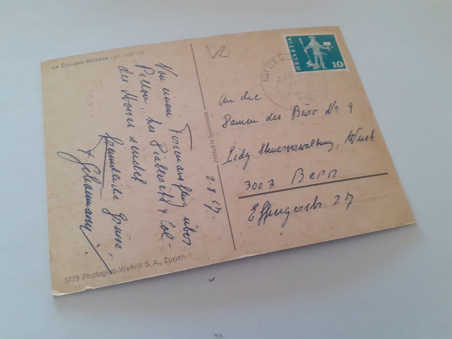 Ansichtskarten: Le COL-des-MOSSES - 1967 – Gebraucht aus Winterthur von Ornyx7 1