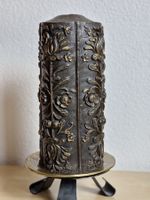 Grosse Reliefkerze Zierkerze schwarz-gold 27cm