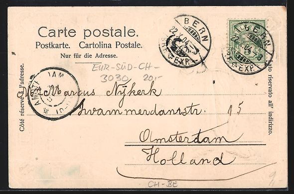 Ansichtskarten: Litho Bern, Rathaus, Kämpferin mit Schw – Gebraucht aus Berlin von bartko-reher 1